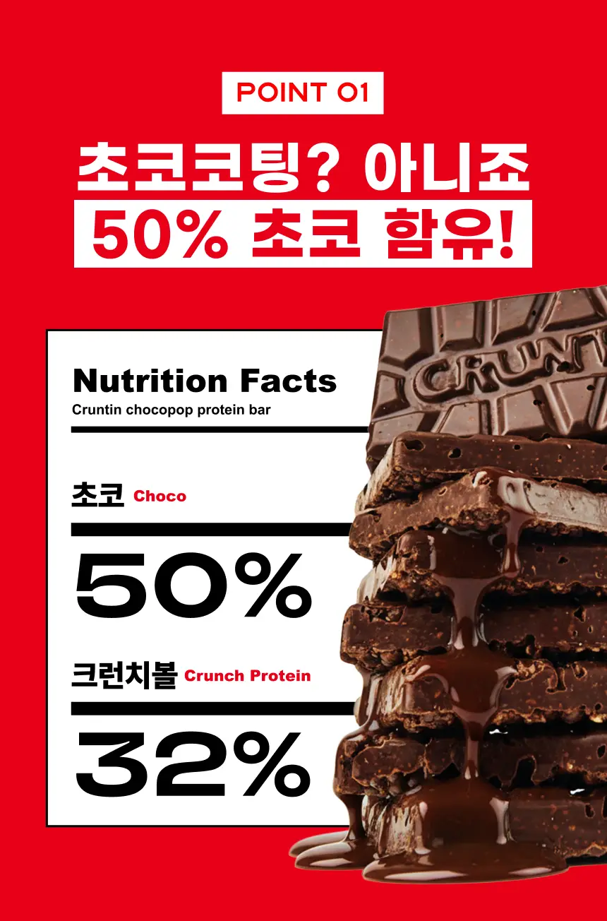 [NEW] 크런틴 초코팝 단백질바 48.5g 5box(30팩) 2종 택 1 (N.Y. 초코 / 말차플리즈) 상세페이지 24